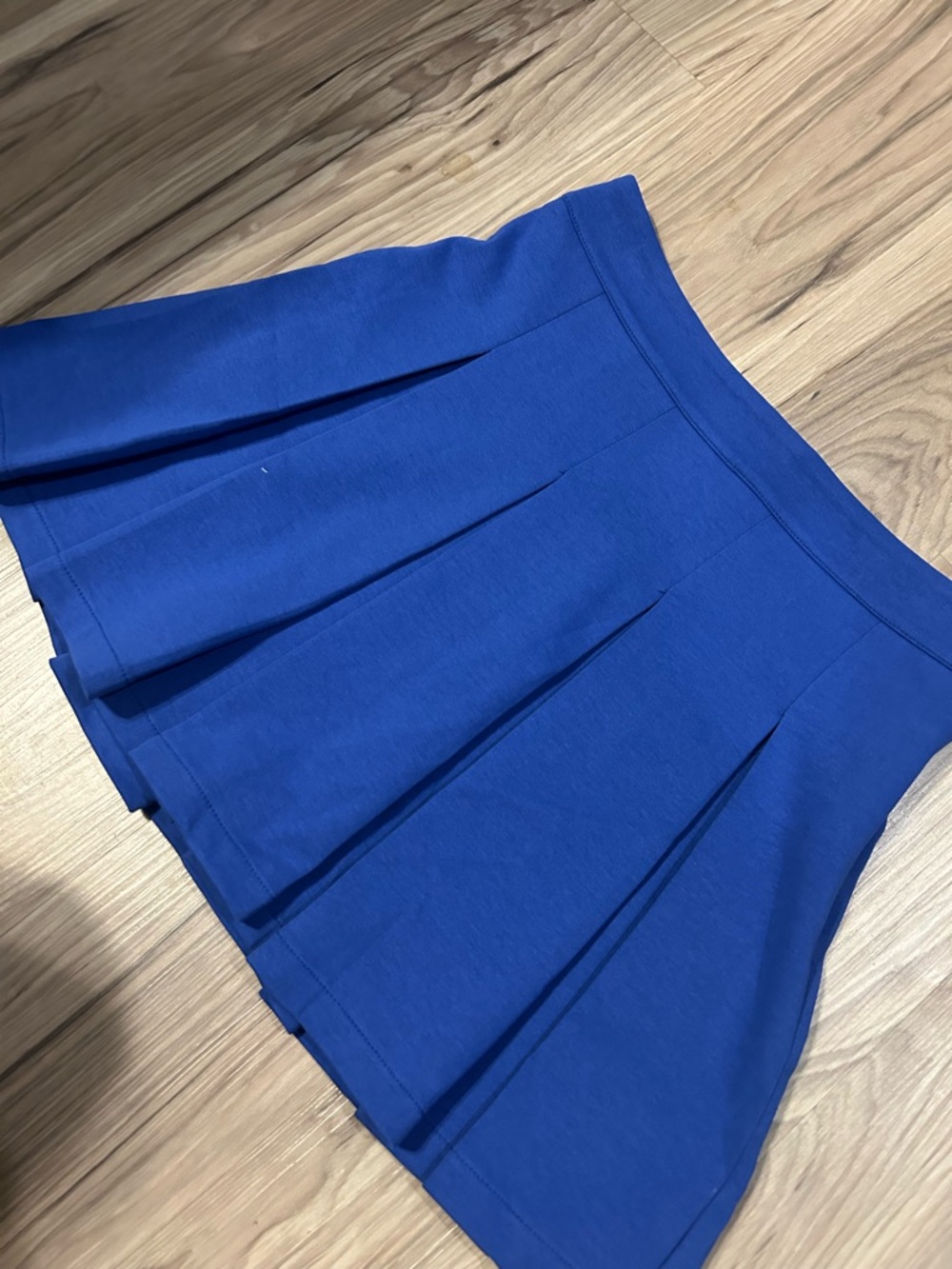 Pleated A-Line Mini Skirt in Cobalt Blue